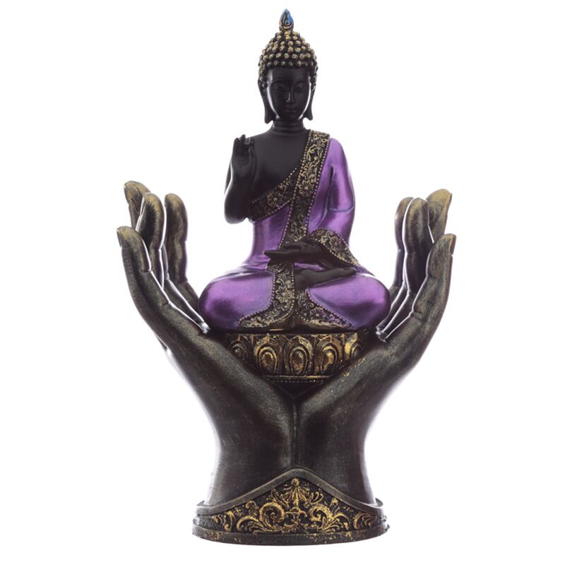 In den Händen - lila schwarzer thailändischer Buddha