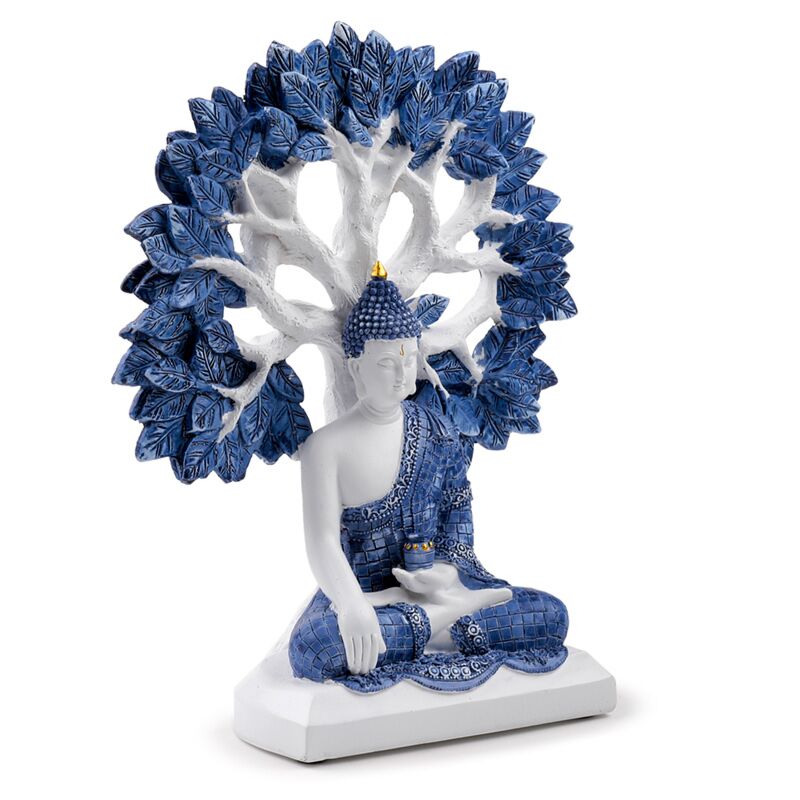 Weiß-blauer thailändischer Buddha-Baum des Lebens