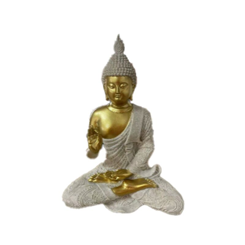 Thailändische Buddha-Meditation mit Sandstein-Goldeffekt