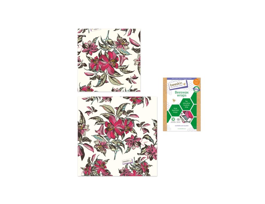 Beeskin Bienenwachstuch-Set – mittel und groß – viktorianische Blume