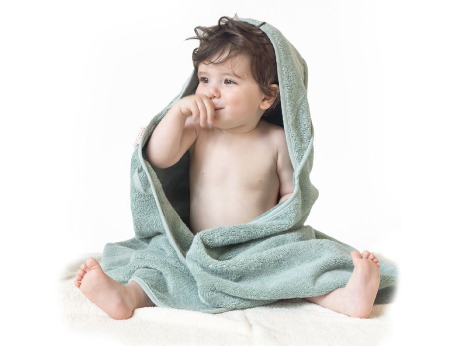 Bo Weevil Babyhandtuch mit Kapuze – Mineralgrün