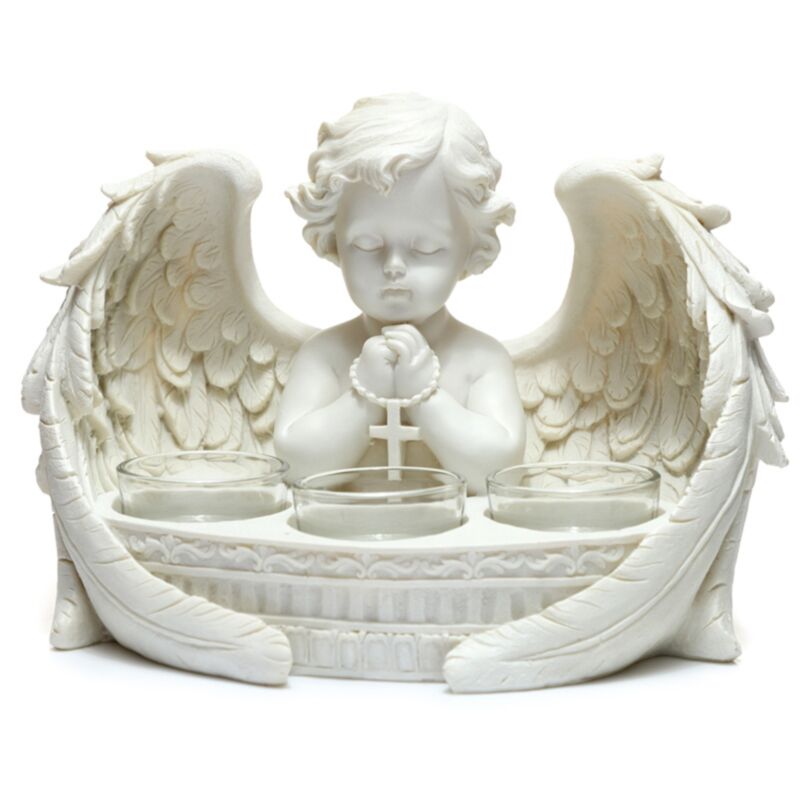 Weißer Cherub 3 Teelichthalter