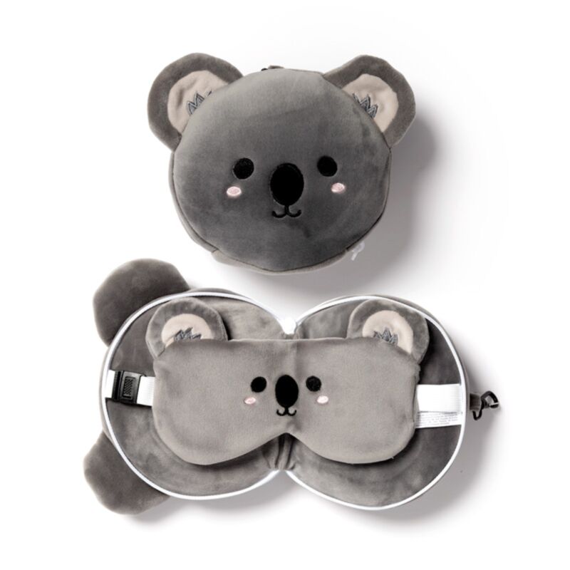 Plüsch-Adoramals-Koala-Schlafmaske mit rundem Reisekissen