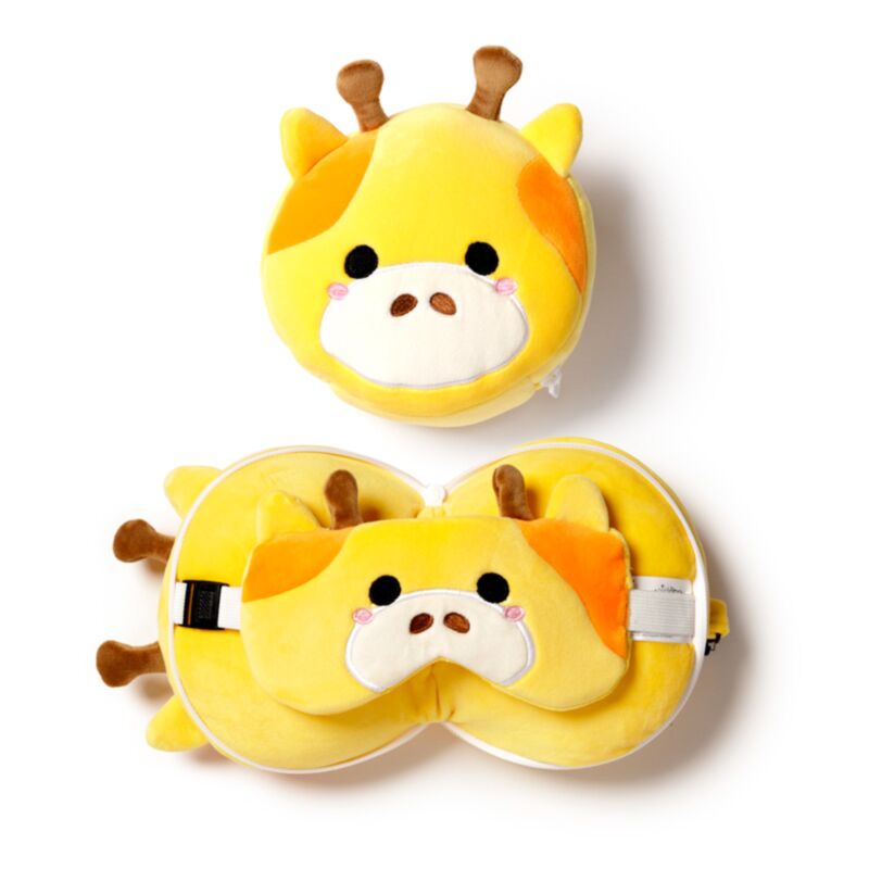 Relaxeazzz Giraffe runde Reisekissen-Schlafmaske