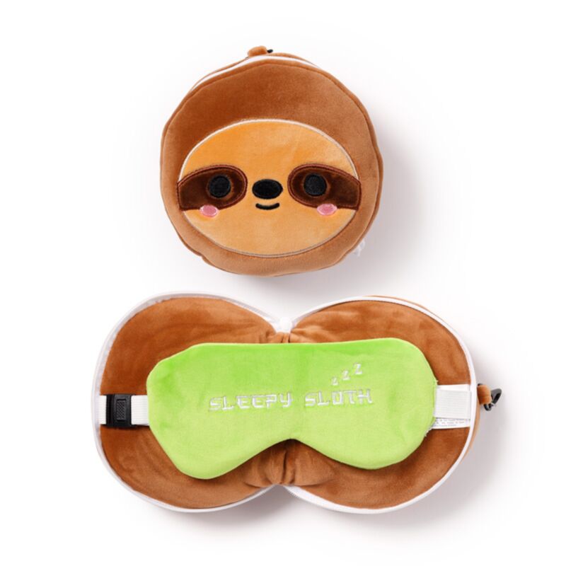 Relaxeazzz Plüsch-Faultier-Runde Reisekissen-Schlafmaske
