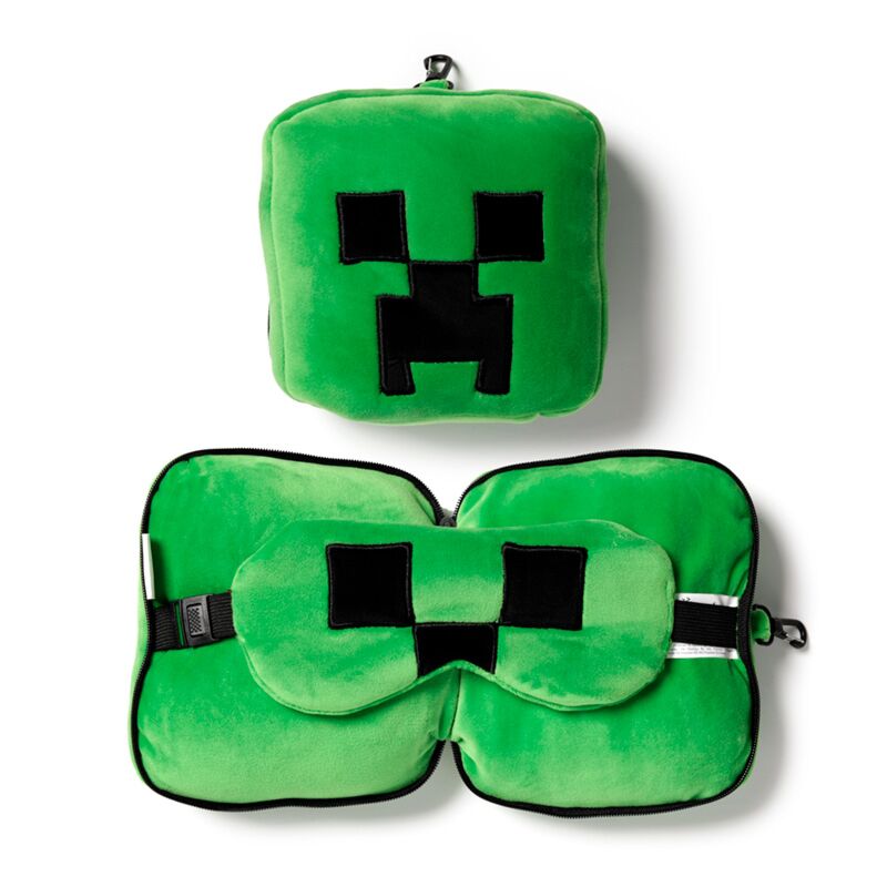 Relaxeazzz Minecraft Creeper runde Reisekissen-Schlafmaske