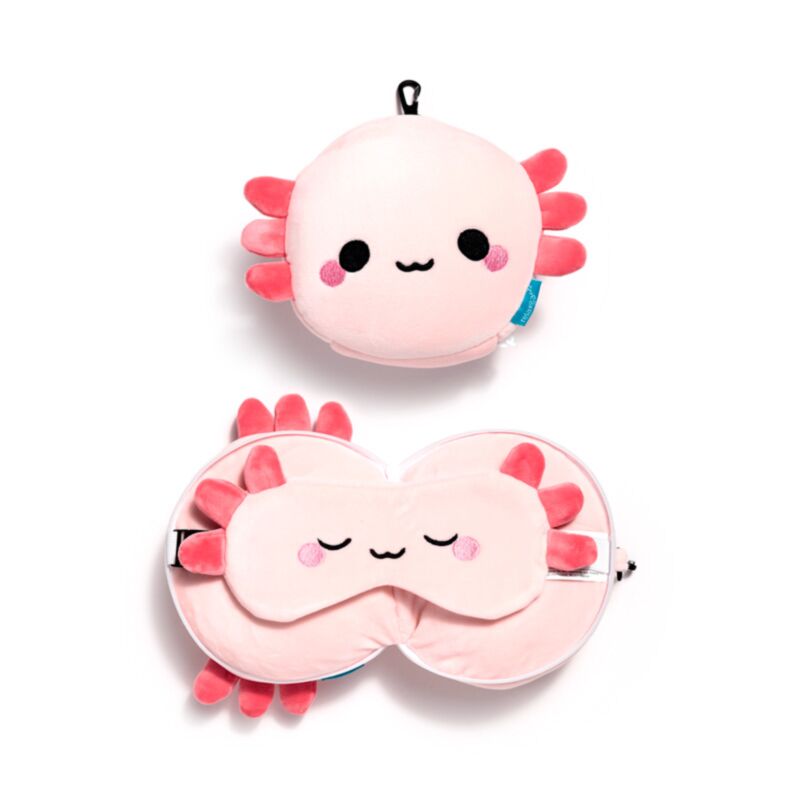 Relaxeazzz Adoramals Maddie der Axolotl Reisekissen-Schlafmaske