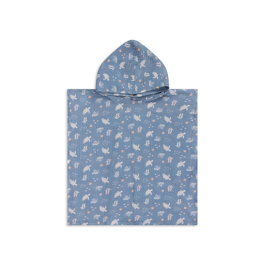 Korallenglück | mehrfarbiger hydrophiler Strandponcho 52 x 52 cm