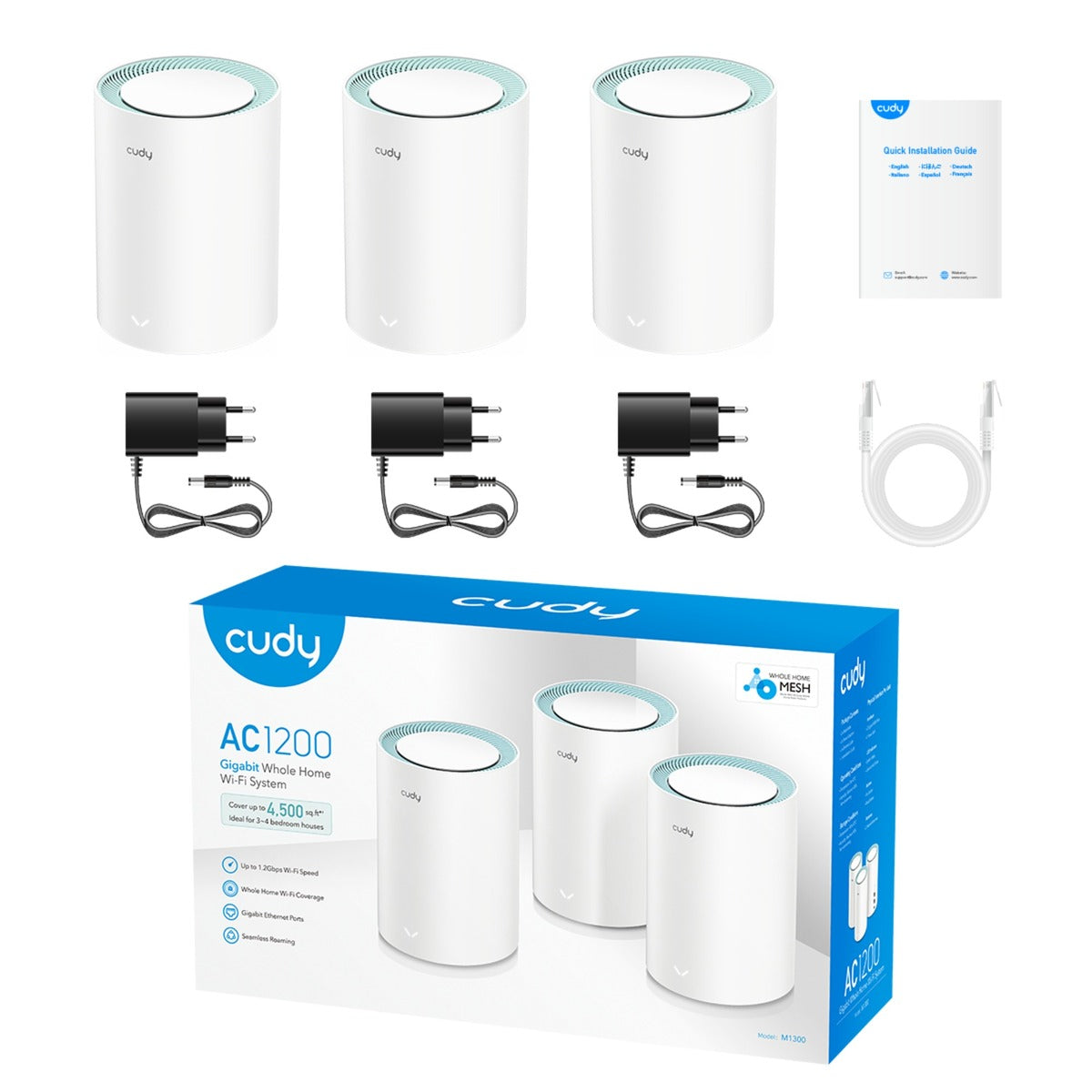 Cudy ac1200 Gigabit-Mesh-WLAN-System (3er-Pack)