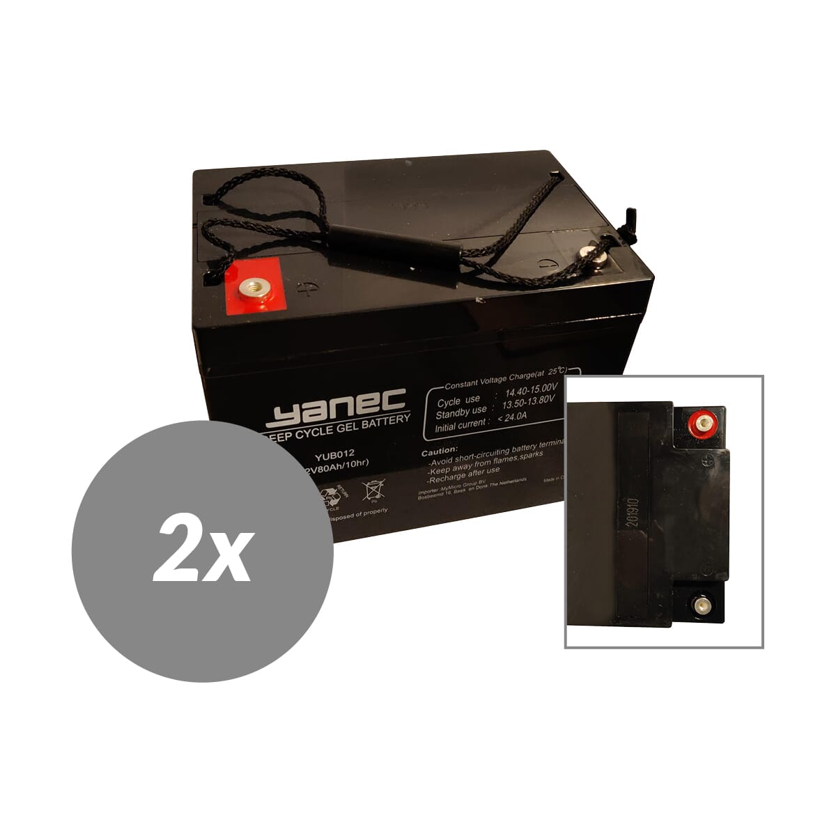 Yanec Gelbatterie 12V 80Ah Ersatzset (exkl. Kabel)