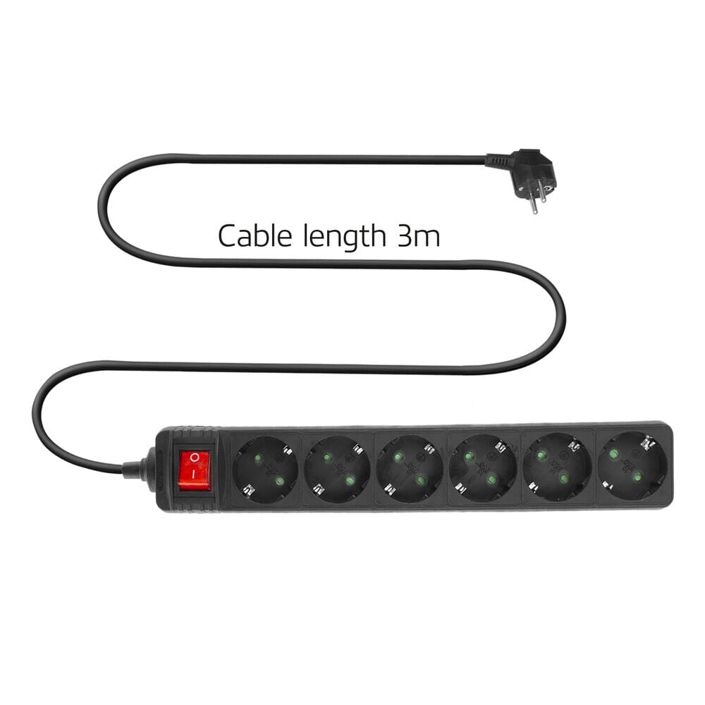 ACT -Sockel mit leuchtendem Schalter, 6 Sockets, 3 m