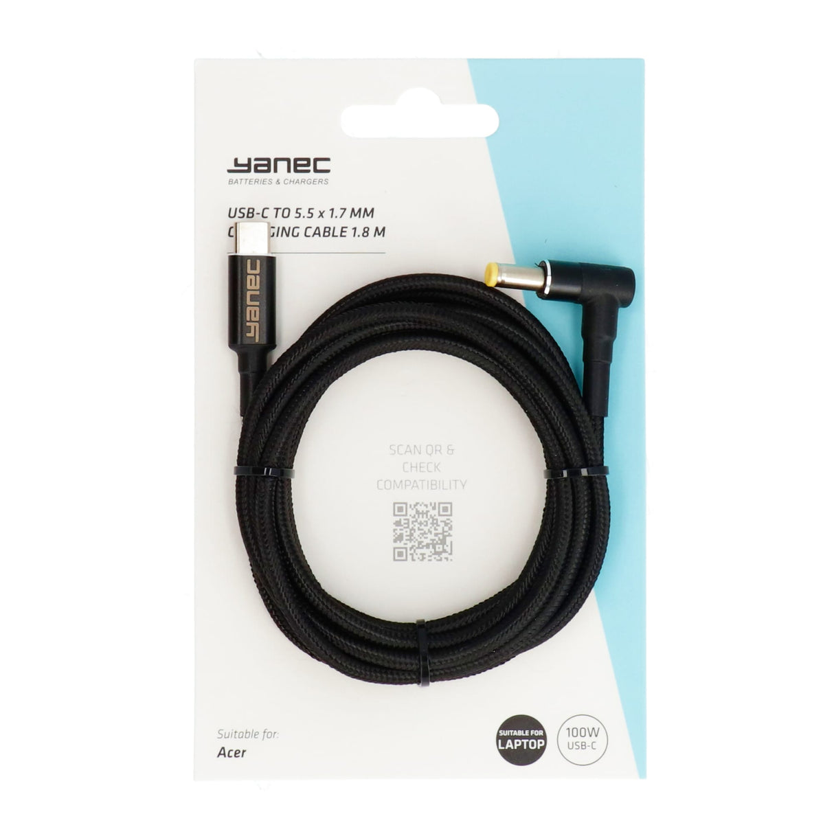 Yanec USB-C auf 5,5 x 1,7 mm Ladekabel 1,8 m