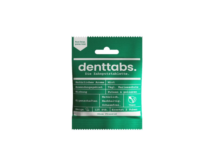 Denttabs Zahnpastatabletten – ohne Fluorid – Minze