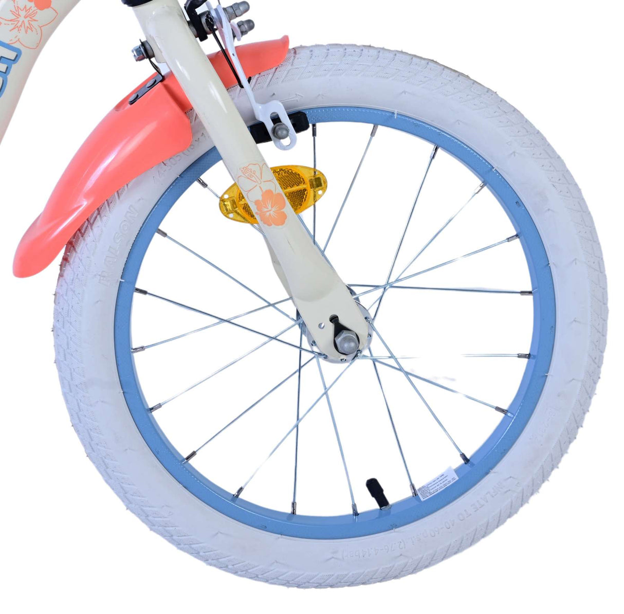 Stitch Stitch Kinderfahrrad Mädchen 16 Zoll Creme Koralle Blau Zwei Handbremsen