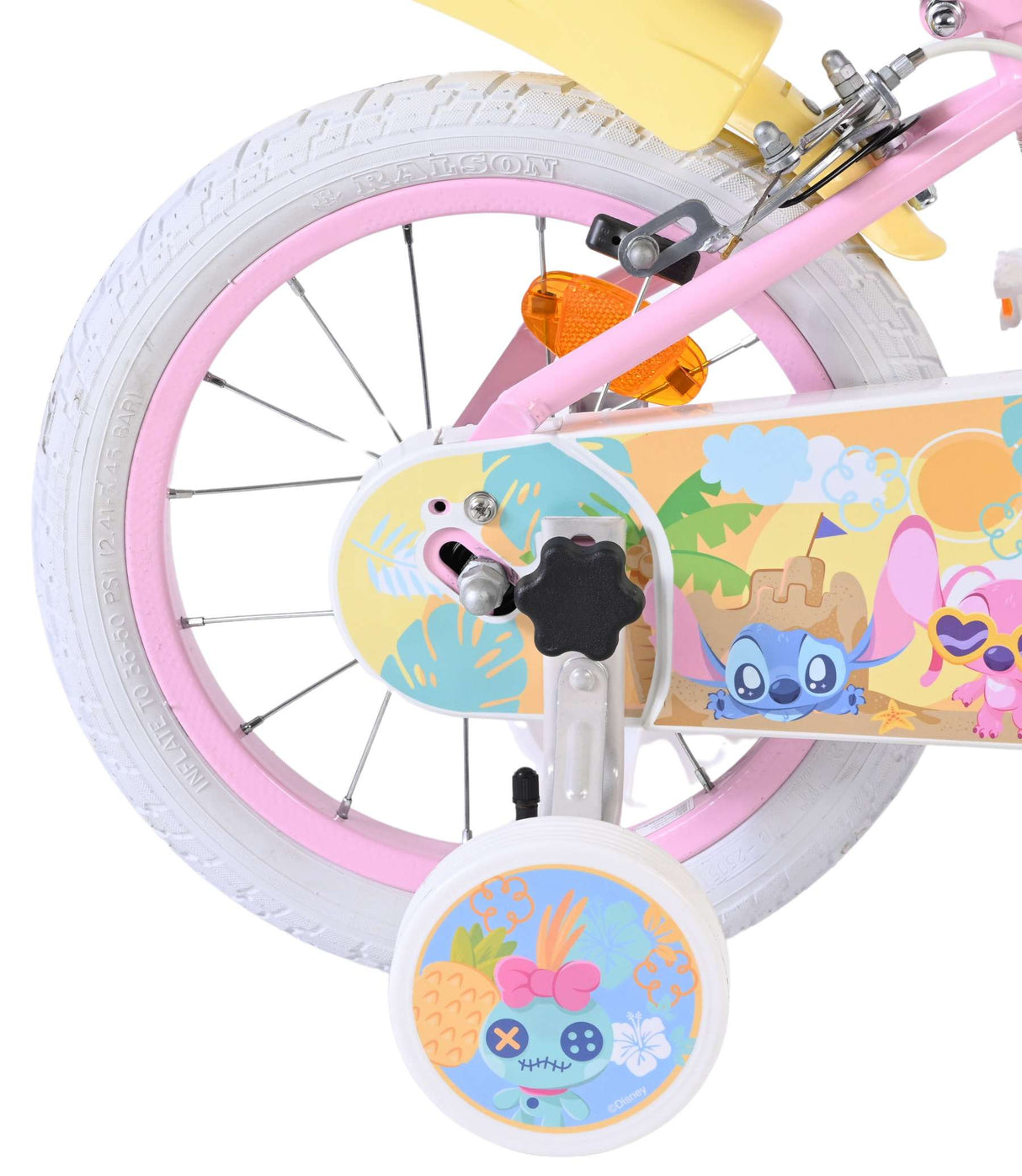 Stich Disney Stitch Kinderfahrrad – Mädchen – 14 Zoll – Pink – zwei Handbremsen