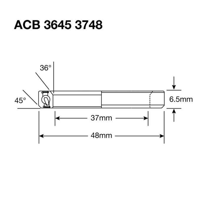 Enduro-Lager ACB 3645 3748 BO - ABEC 5 - Schwarzoxid (Schrägkontakt) - 37x48x6,5 (36x45°)