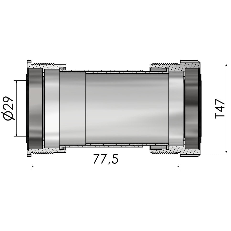 Elvedes Tretlagergewinde passend für T47A (Cervélo) für Sram Dub