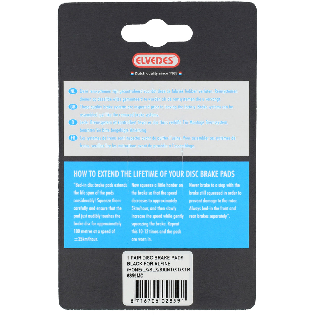 Elvedes Scheibenbremsbelagsatz – Shimano – Carbon-Metallic-Verbindung (Halbmetallbeläge) – 1 Paar