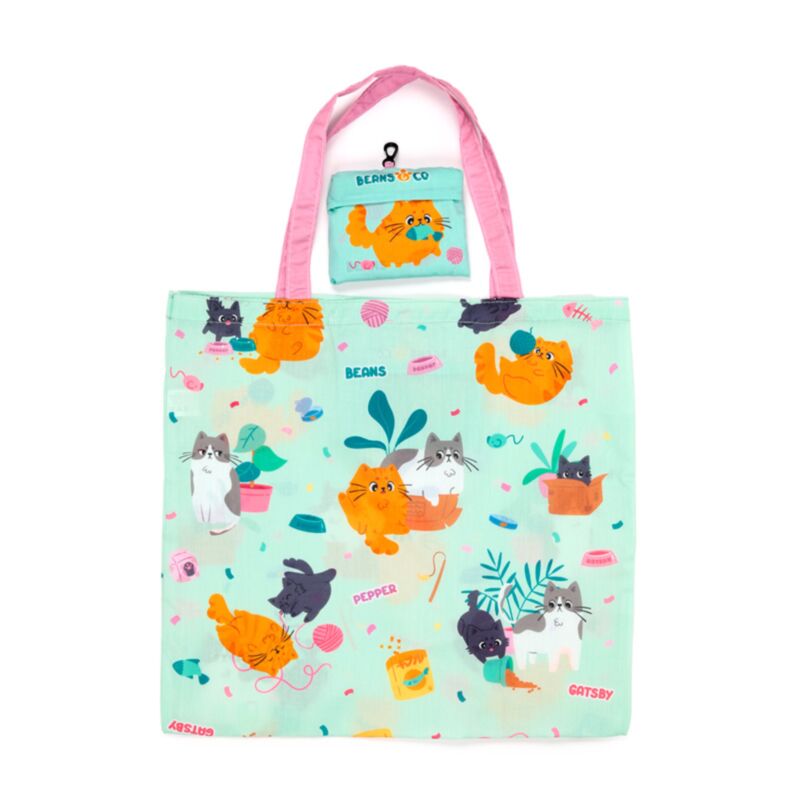 Faltbare Tasche – Bohnen und Katzen
