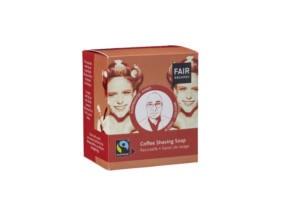 Faire quadratische feste Rasierseife – Kaffee – 160 Gramm