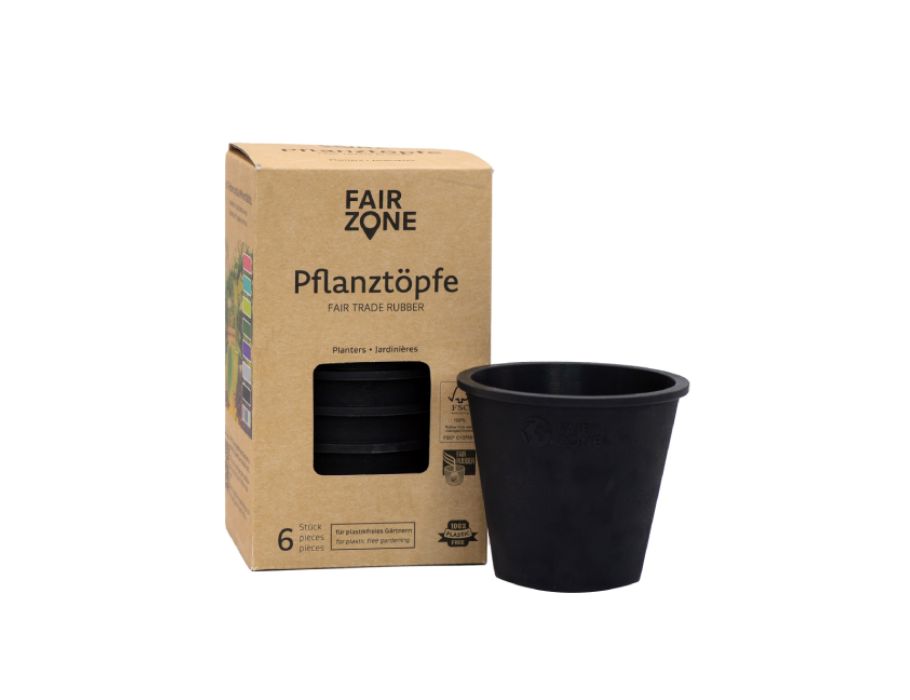 Fairzone Blumentöpfe - Naturkautschuk - Schwarz - 6 Stück