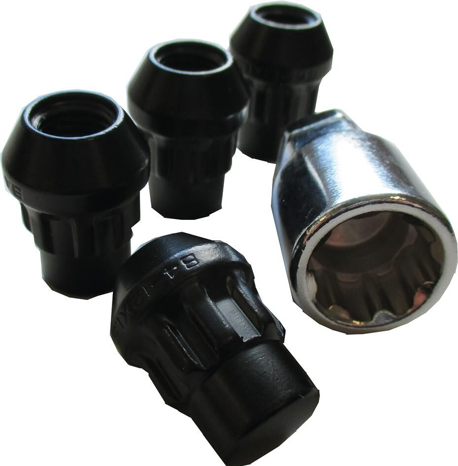 Autostyling Seehase Seehase Set Felgenschlösser Radschlösser Felgenschlösser Set Schwarzkegel 60, M12x1,5