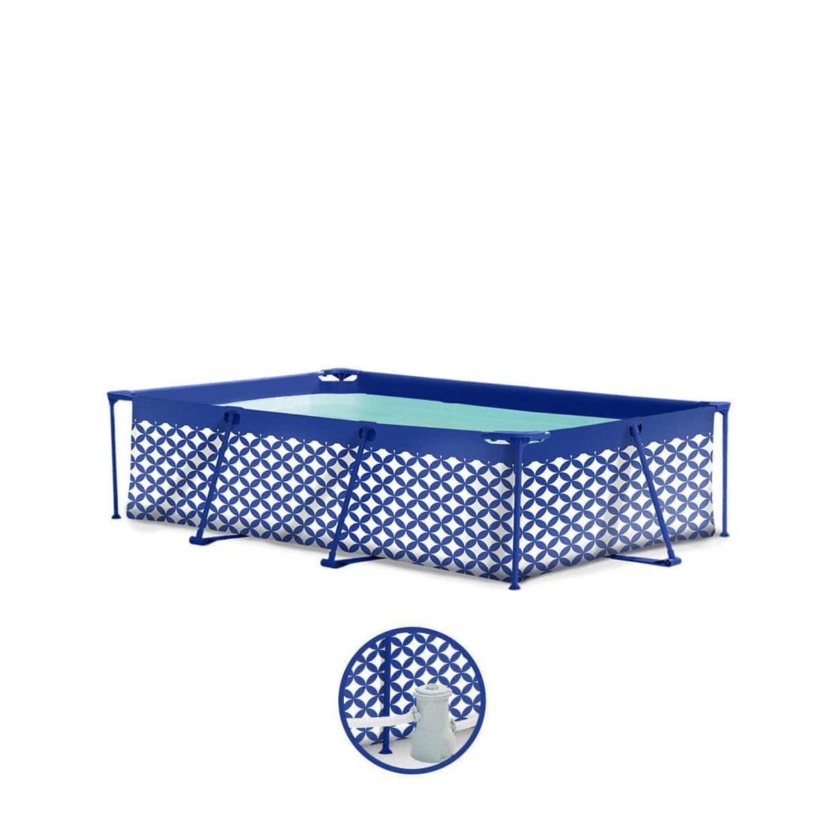 Eleganz | dunkelblau-weißes oberirdisches Schwimmbecken 260x160x65 cm inkl. Zubehör