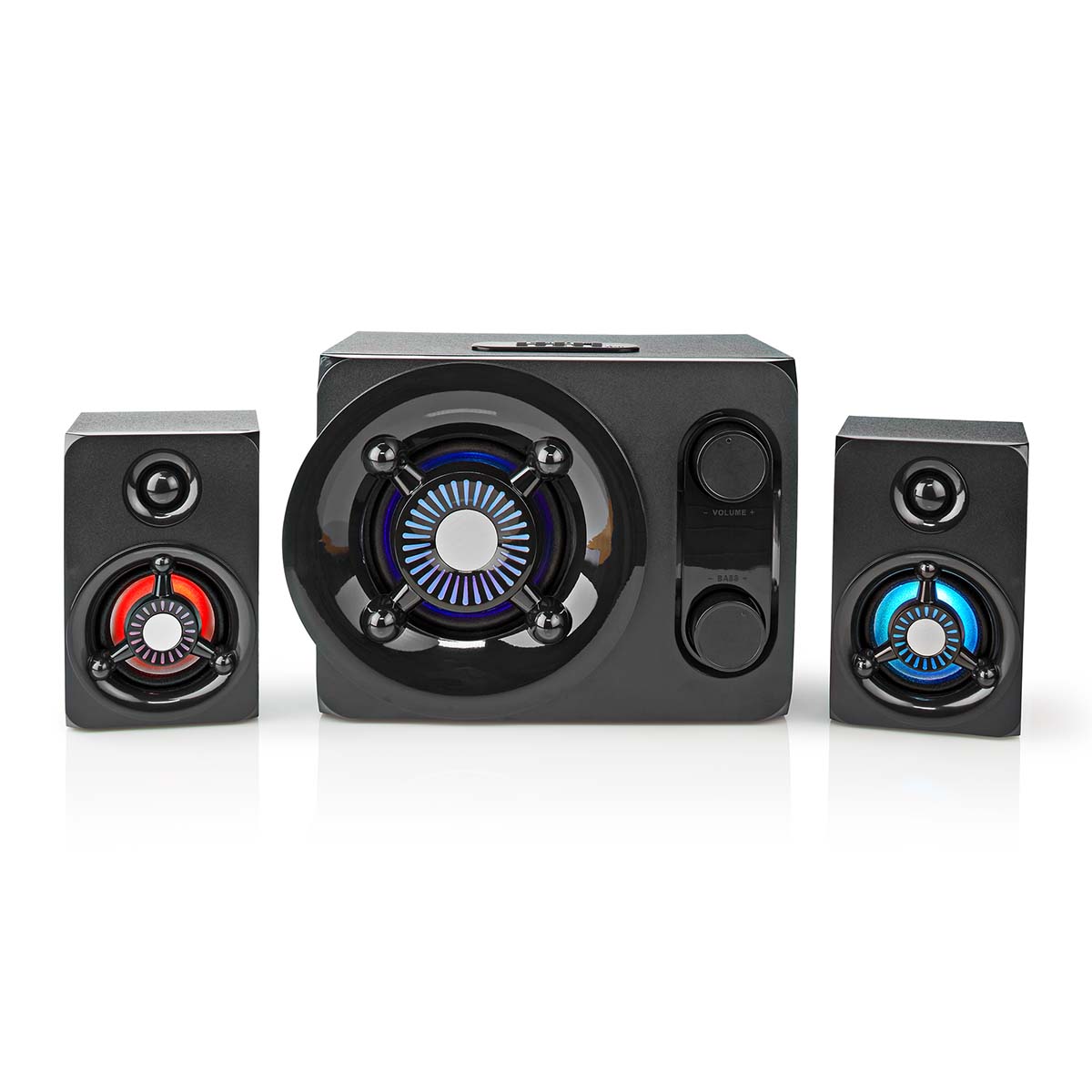 Nedis Gaming-Lautsprecher | Lautsprecherkanäle: 2,1 | Netzversorgung | 3,5-mm-Stecker | 75 W | geführt | Lautstärkeregelung – gspr41021bk