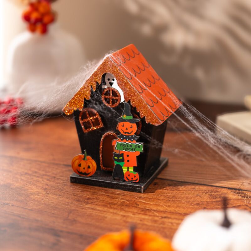 Gruselige Süßes oder Saures Kürbishaus-Halloween-LED-Dekoration