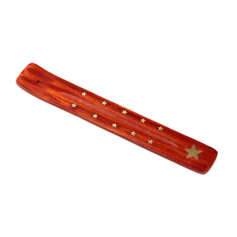 Kupferfarbener Stern - Räucherstäbchenhalter aus Mangoholz