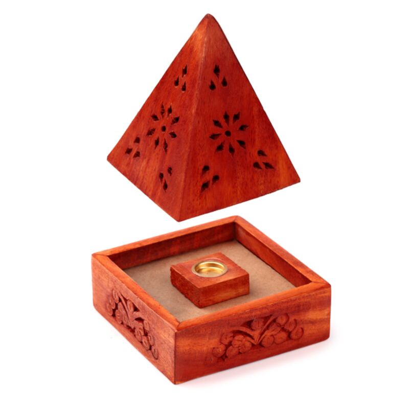 Pyramiden-Räucherstäbchenhalter aus Mangoholz, Kegel, Blumenformteile