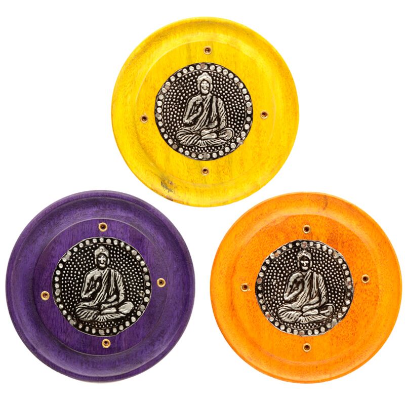 Runder Buddha-Räucherstäbchenhalter aus Mangoholz
