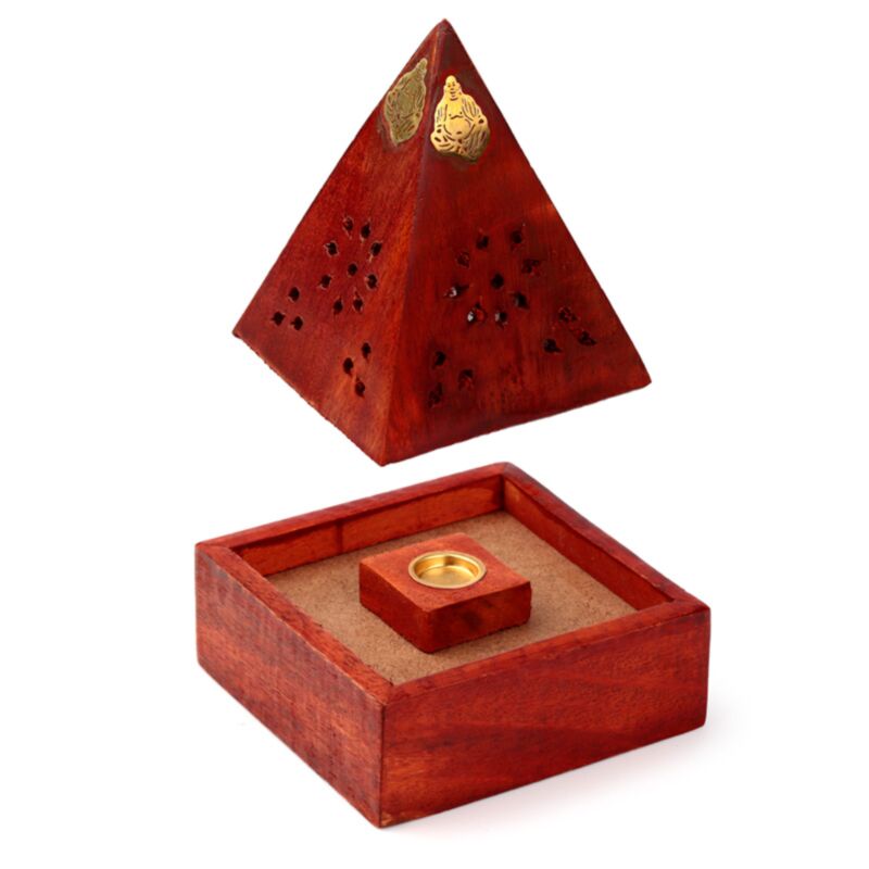 Pyramiden-Räucherkegel aus Mangoholz, Buddha-Formteile