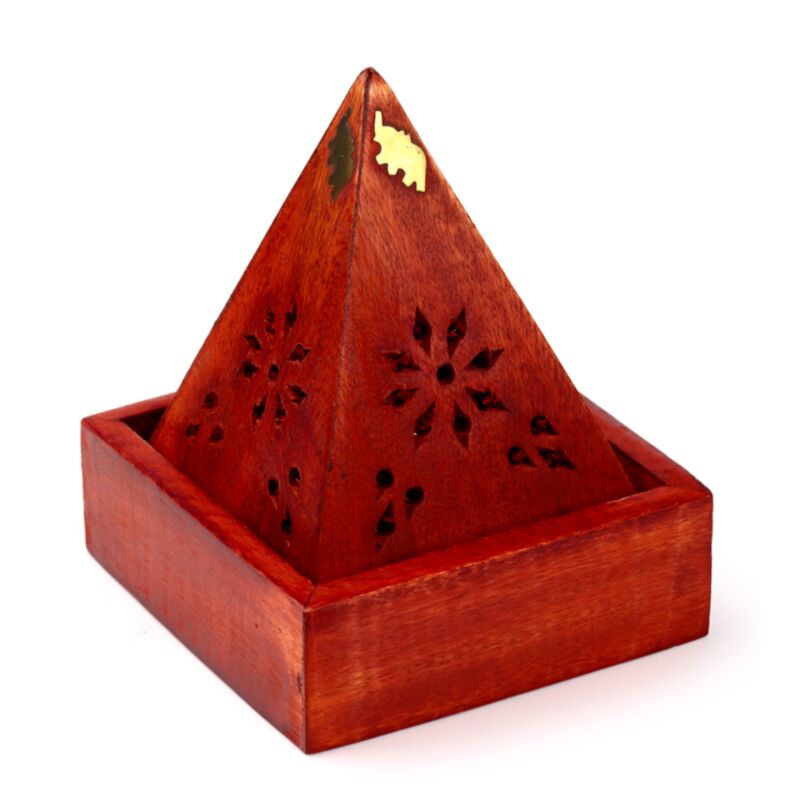 Pyramide aus Mangoholz, Räucherkegel, Elefant