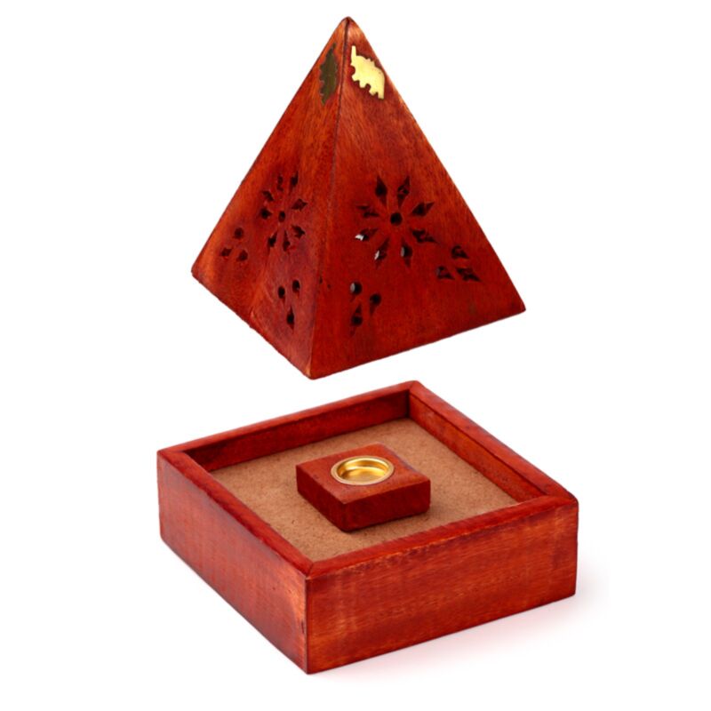 Pyramide aus Mangoholz, Räucherkegel, Elefant