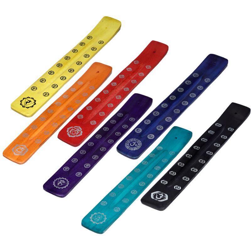 Chakra-Räucherstäbchenhalter aus Mangoholz