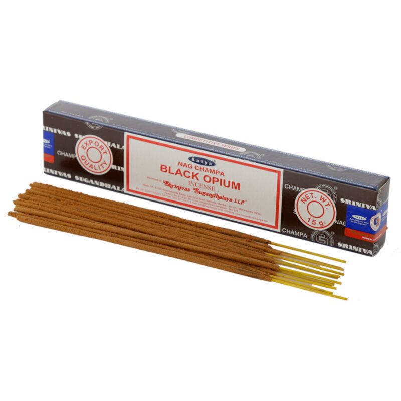 01346 schwarzes Opium – Satya Nag Champa Räucherstäbchen