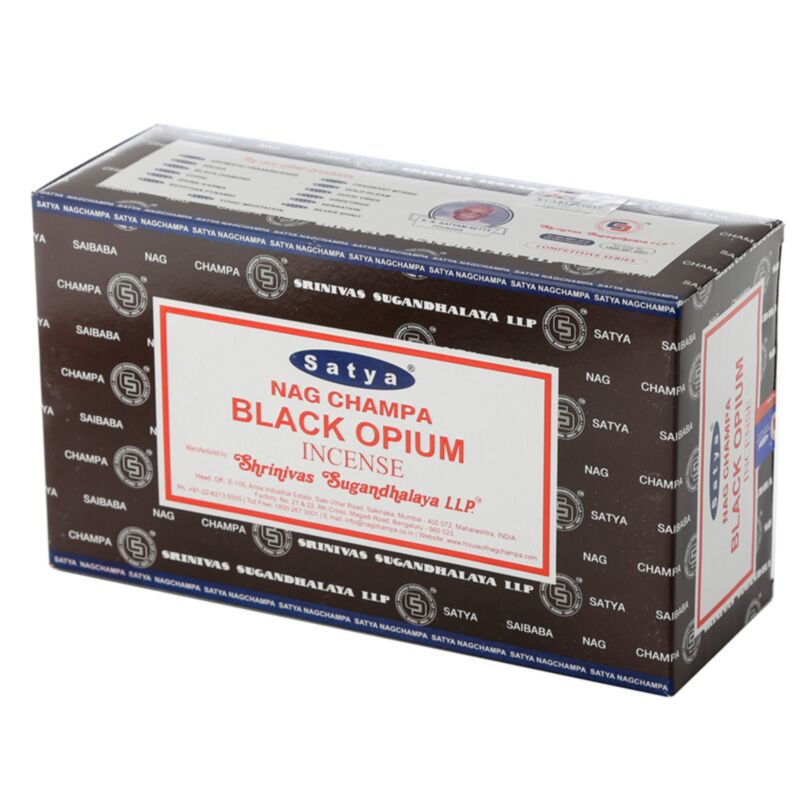 01346 schwarzes Opium – Satya Nag Champa Räucherstäbchen