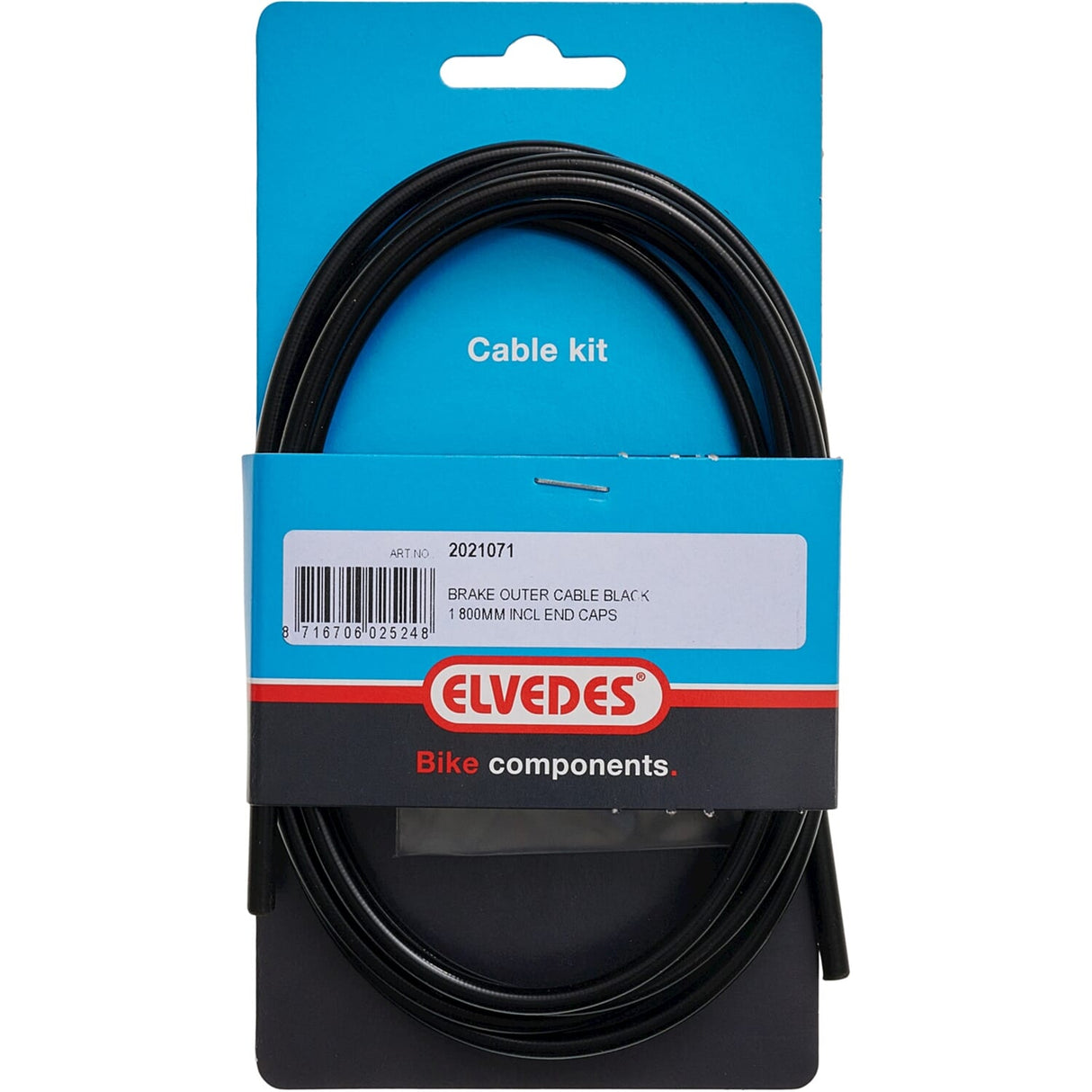 Elvedes Cable Systems BV Elvedes Bremsaußenkabel 1,8 m schwarz +2 Aderendhülsen 2021071