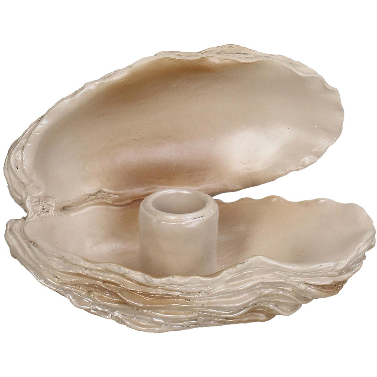 Kersten kandelaar oyster polyresin pearl 15.5x11.5x10cm