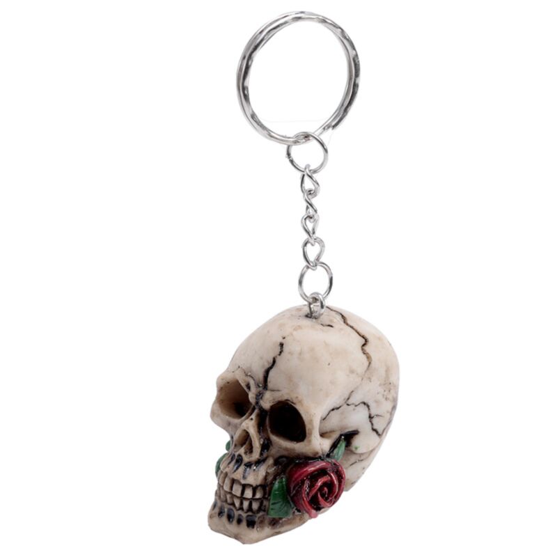 Schlüsselanhänger mit Totenkopf-Rosen