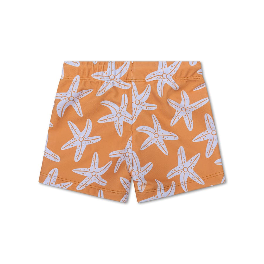 Seestern | Orangefarbene UV-Schwimmboxershorts für Jungen