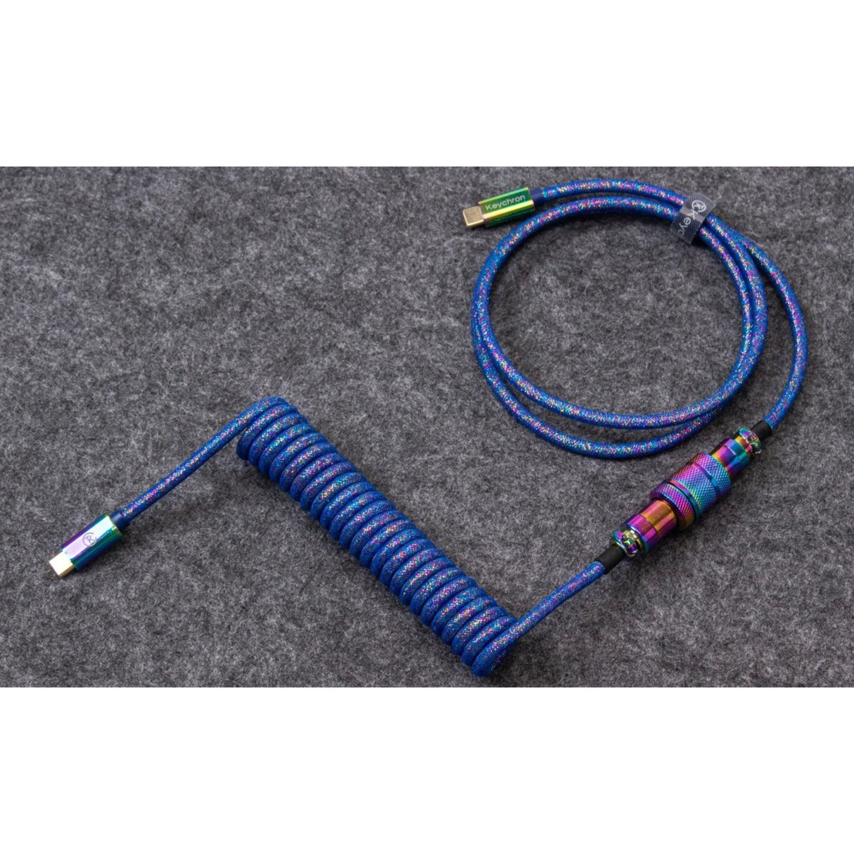 Keychron Premium Spuled Fliegerkabel Regenbogenblau plattiert