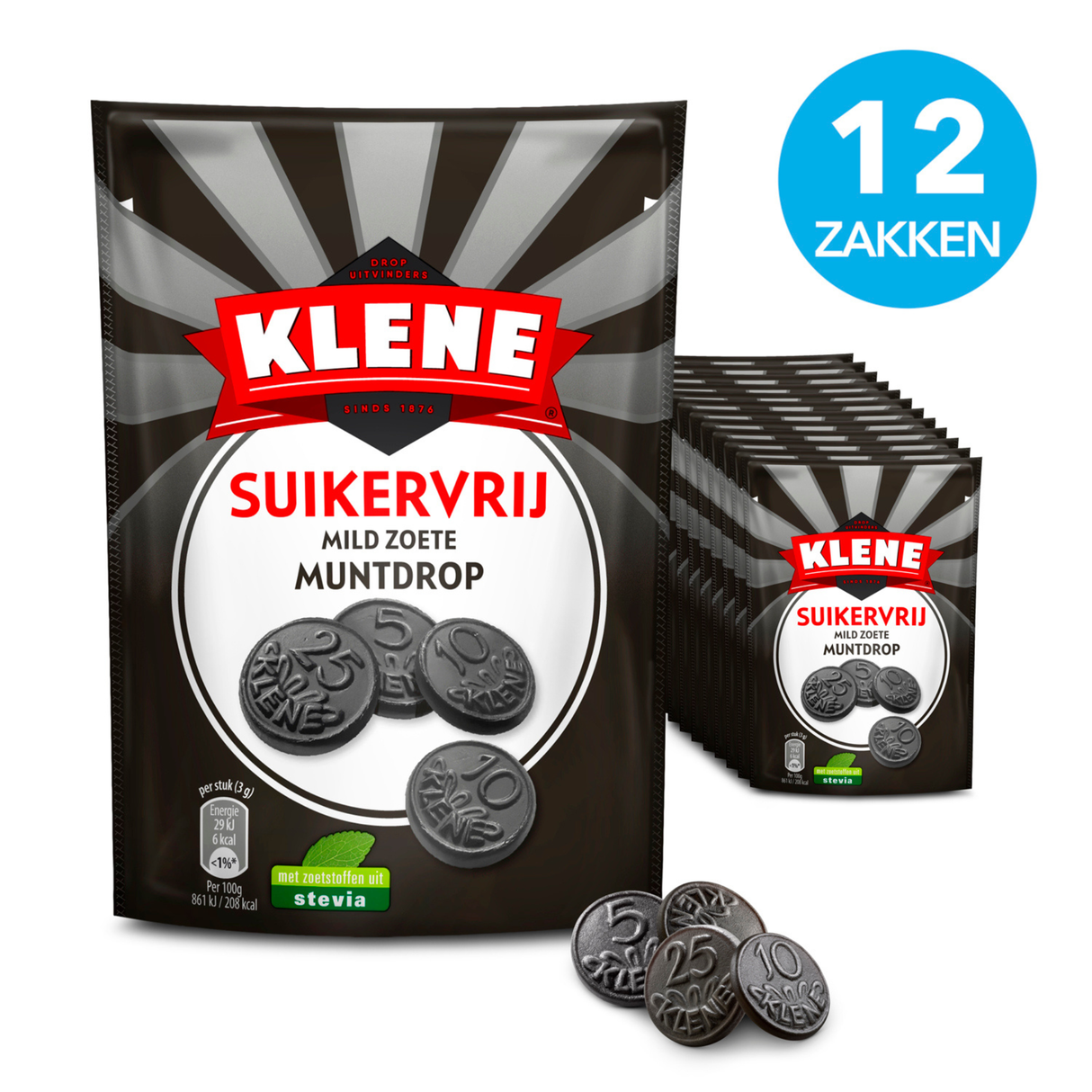 Klene zuckerfreies, mildes, süßes Minz-Lakritz (12x 100gr)