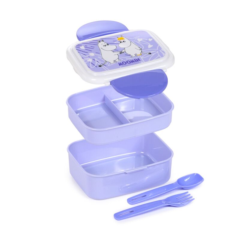 Mumin Flieder Clip Bento Box Lunchbox mit Besteck