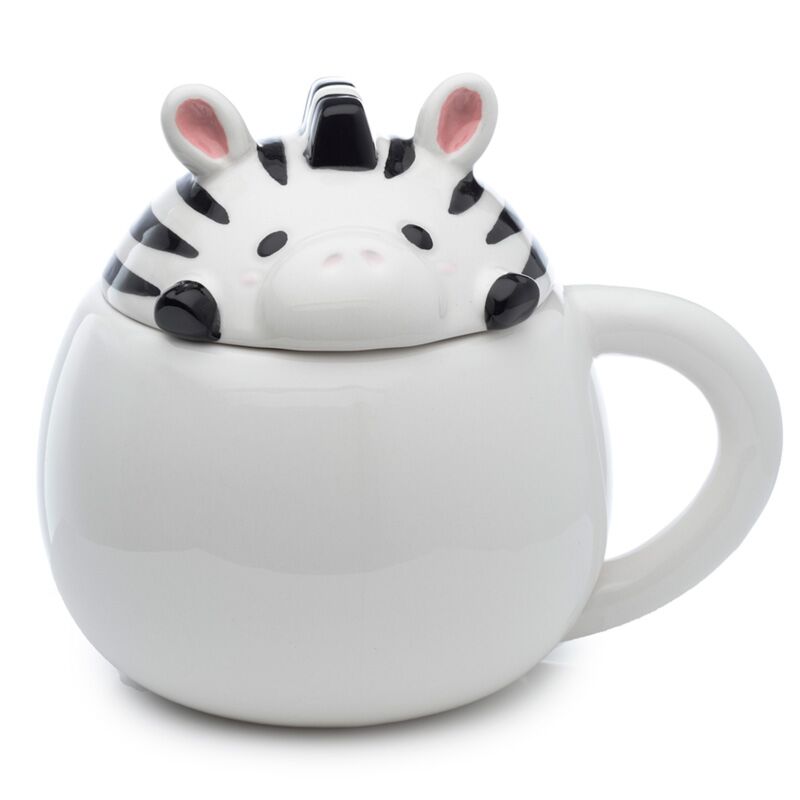 Adoramals Keramikbecher in Zebra-Deckelform