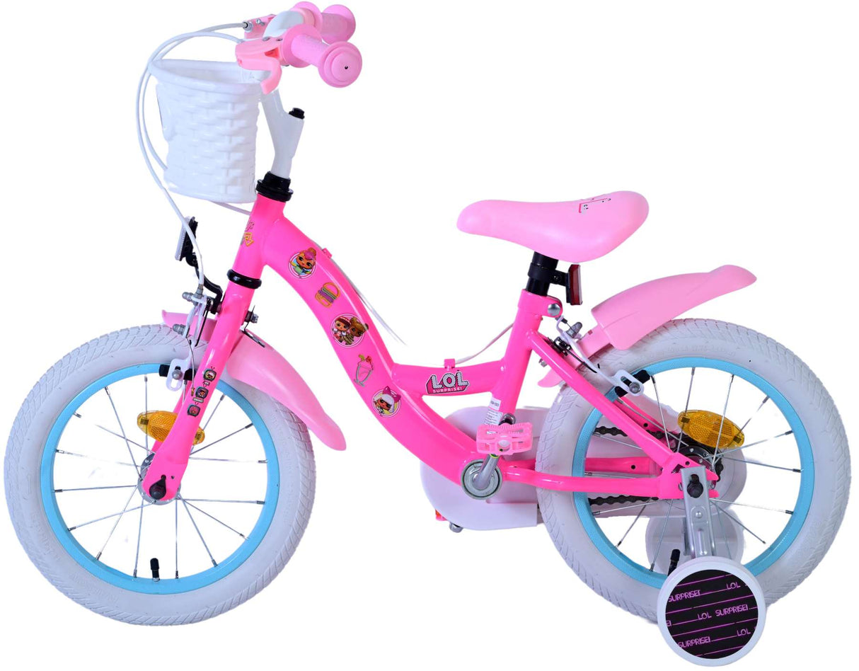 Volare Puppen-Kinderfahrrad – Mädchen – 14 Zoll – rosa – zwei Handbremsen