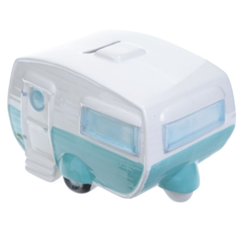 Neue Wohnwagen-Spardose aus Keramik
