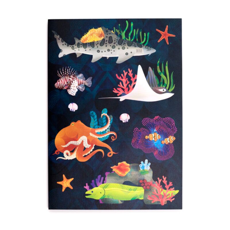 Marine Kingdom recyceltes liniertes A5-Notizbuch