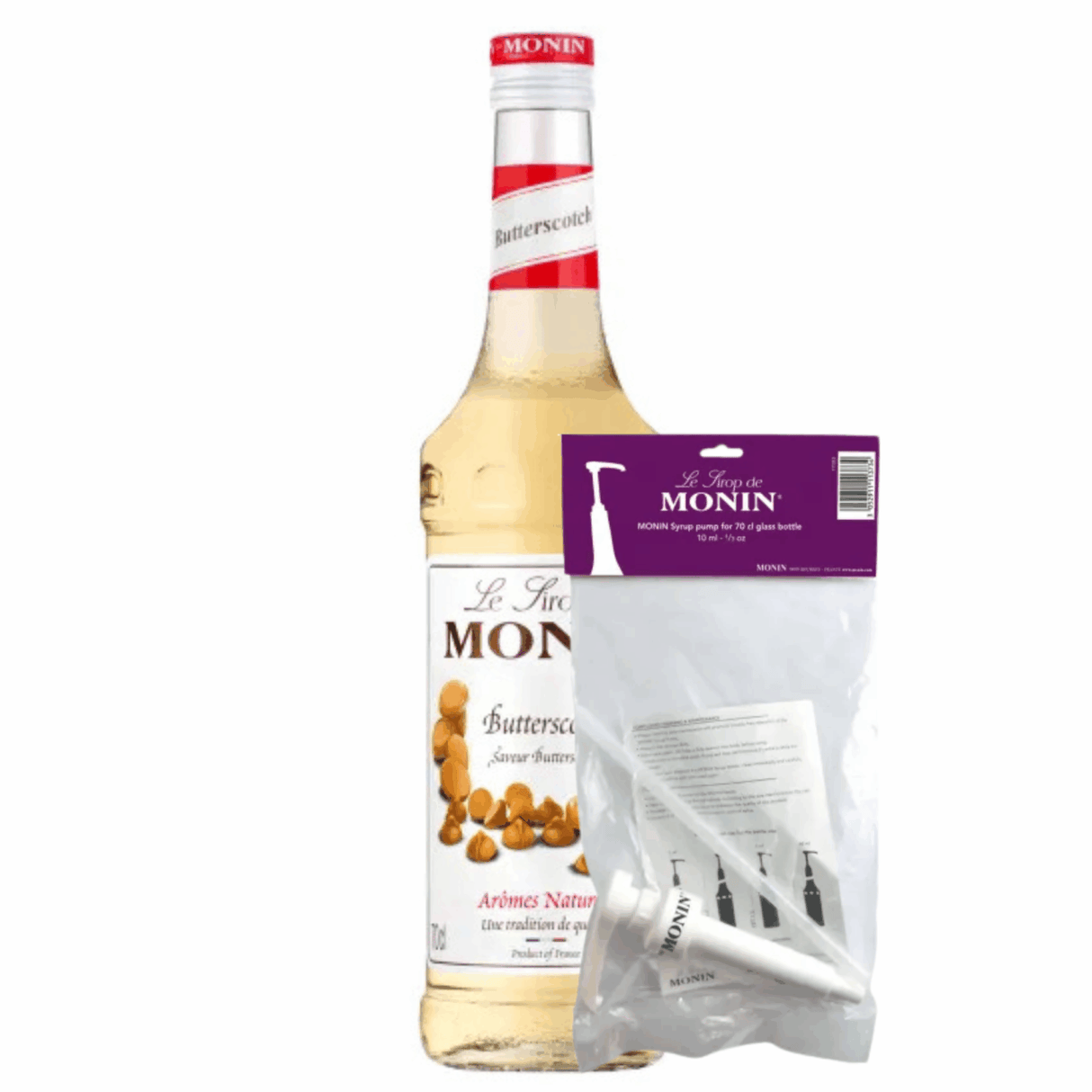 Monin Sirup Butterscotch (70 cl) + Siruppumpe (10 ml)